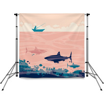 Fisherman And Sharks Backdrops 180223689