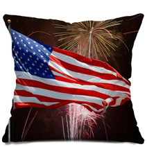 Flag And Fireworks-American Fourth Of July Pillows 82992735