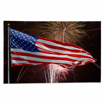 Flag And Fireworks-American Fourth Of July Rugs 82992735