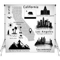 Flag Map Skyline City Los Angeles Backdrops 77675509