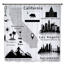 Flag Map Skyline City Los Angeles Bath Decor 77675509