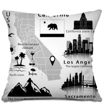 Flag Map Skyline City Los Angeles Pillows 77675509