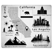 Flag Map Skyline City Los Angeles Rugs 77675509