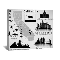 Flag Map Skyline City Los Angeles Wall Art 77675509
