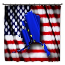 Flag Of Alaska In The Shape Of Alaska State With The Usa Flag In Bath Decor 43808455