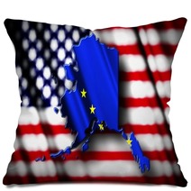 Flag Of Alaska In The Shape Of Alaska State With The Usa Flag In Pillows 43808455