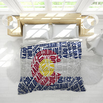 Flag Of American State Word Cloud Illustration Bedding 75234341