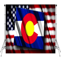 Flag Of Colorado In The Shape Of Colorado State With The Usa Fl Backdrops 43808736