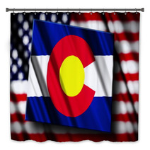 Flag Of Colorado In The Shape Of Colorado State With The Usa Fl Bath Decor 43808736