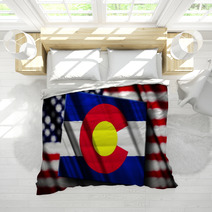 Flag Of Colorado In The Shape Of Colorado State With The Usa Fl Bedding 43808736
