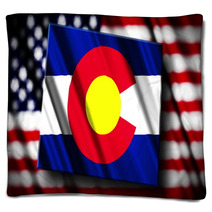Flag Of Colorado In The Shape Of Colorado State With The Usa Fl Blankets 43808736