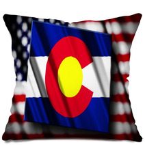 Flag Of Colorado In The Shape Of Colorado State With The Usa Fl Pillows 43808736