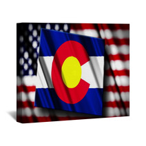 Flag Of Colorado In The Shape Of Colorado State With The Usa Fl Wall Art 43808736