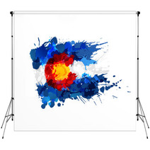 Flag Of Colorado Made Of Colorful Splashes Backdrops 104770891