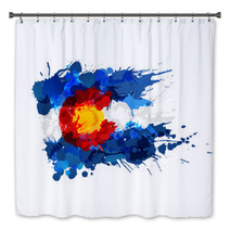 Flag Of Colorado Made Of Colorful Splashes Bath Decor 104770891