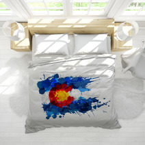 Flag Of Colorado Made Of Colorful Splashes Bedding 104770891