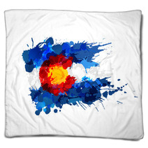 Flag Of Colorado Made Of Colorful Splashes Blankets 104770891