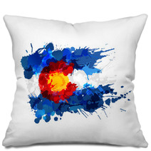Flag Of Colorado Made Of Colorful Splashes Pillows 104770891