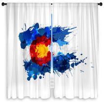 Flag Of Colorado Made Of Colorful Splashes Window Curtains 104770891