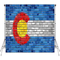 Flag Of Colorado On A Brick Wall Illustration The Flag Of The State Of Colorado On Brick Textured Background Colorado Flag Painted On Brick Wall Colorado Flag In Brick Style Backdrops 108770574
