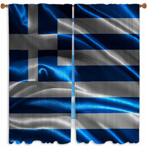 Flag Of Greece Window Curtains 66426135