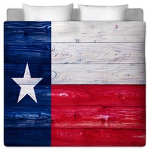 Flag Of Texas On Wooden Surface Bedding 58047502