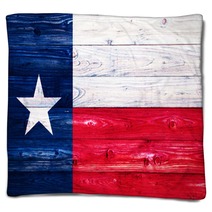 Flag Of Texas On Wooden Surface Blankets 58047502