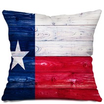 Flag Of Texas On Wooden Surface Pillows 58047502