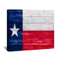 Flag Of Texas On Wooden Surface Wall Art 58047502