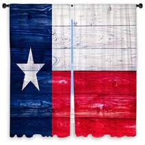 Flag Of Texas On Wooden Surface Window Curtains 58047502