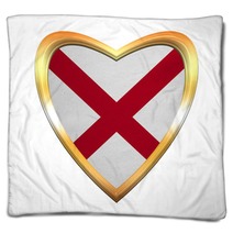 Flag Of The Us State Of Alabama American Patriotic Element Usa Banner United States Of America Symbol Alabamian Official Flag In Heart Shape On White Golden Frame Fabric Texture 3d Illustration Blankets 130063363