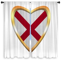 Flag Of The Us State Of Alabama American Patriotic Element Usa Banner United States Of America Symbol Alabamian Official Flag In Heart Shape On White Golden Frame Fabric Texture 3d Illustration Window Curtains 130063363
