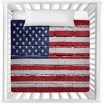 Flag Of The USA Painted Onto A Grunge Brick Wall Nursery Decor 14683239