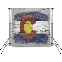 Flag Of Us State Of Colorado On Grunge Wooden Texture Precise Pa Backdrops 38574050