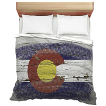 Flag Of Us State Of Colorado On Grunge Wooden Texture Precise Pa Bedding 38574050