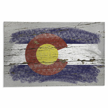 Flag Of Us State Of Colorado On Grunge Wooden Texture Precise Pa Rugs 38574050