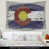 Flag Of Us State Of Colorado On Grunge Wooden Texture Precise Pa Wall Art 38574050