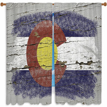 Flag Of Us State Of Colorado On Grunge Wooden Texture Precise Pa Window Curtains 38574050
