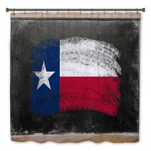 Flag Of US State Of Texas On Blackboard Painted With Chalk Bath Decor 38495702