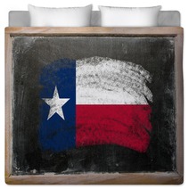 Flag Of US State Of Texas On Blackboard Painted With Chalk Bedding 38495702