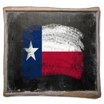 Flag Of US State Of Texas On Blackboard Painted With Chalk Blankets 38495702