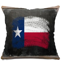 Flag Of US State Of Texas On Blackboard Painted With Chalk Pillows 38495702