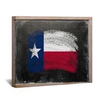Flag Of US State Of Texas On Blackboard Painted With Chalk Wall Art 38495702