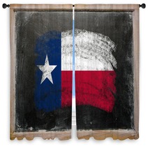 Flag Of US State Of Texas On Blackboard Painted With Chalk Window Curtains 38495702