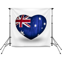 Flag On Wooden Heart  Australia Backdrops 61523847