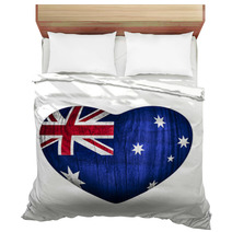Flag On Wooden Heart  Australia Bedding 61523847