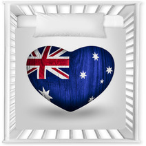 Flag On Wooden Heart  Australia Nursery Decor 61523847