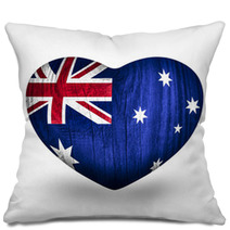 Flag On Wooden Heart  Australia Pillows 61523847