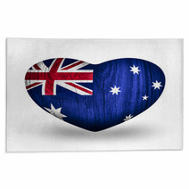 Flag On Wooden Heart  Australia Rugs 61523847