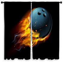 Flaming Bowling Ball Window Curtains 110149186